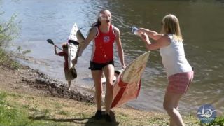 Battles at the canoe marathon portage