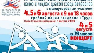 Чемпионат России по гребле на байдарках, каноэ и лодках дракон среди ветеранов. Анонс