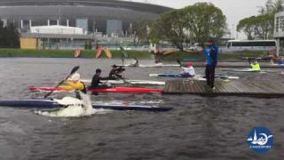 Summer canoe sprint training session in Saint-Petersburg