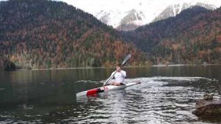 Kayak training on the lake Ritsa