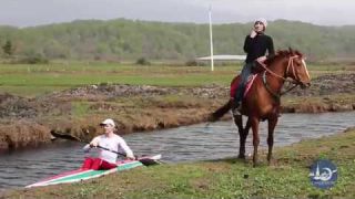 Wake Kayaking with horse
